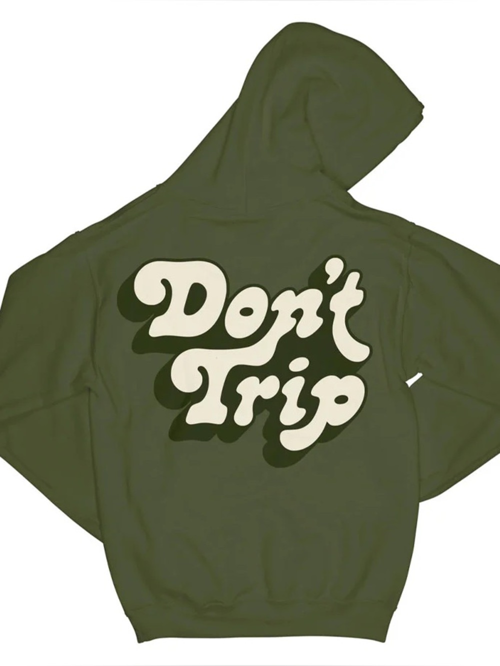 Free & Easy "Don't Trip" Graphic Hoodie in Olive Green